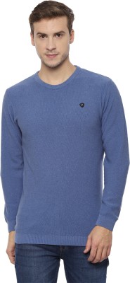 VAN HEUSEN Self Design Round Neck Casual Men Blue Sweater