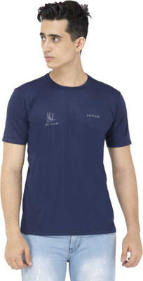 50 OFF on Seven By MS Dhoni Solid Men Round Neck Dark Blue T