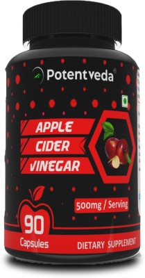 Potentveda Apple Cider Vinegar 500mg Extract 90 Capsules Supplement(90 Capsules)