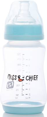 Miss &amp; Chief Feeding Bottle-250 ML Wide Neck Blue - 250 ml - Polypropylene baby bottles online in india Buy  Miss &amp; Chief Feeding Bottle products in India , Baby Bottle with Silicone nipple | Flipkart.com