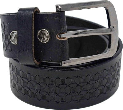 Exotique Men Casual Black Genuine Leather Belt