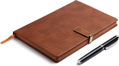 COI BROWN A5 DAILY DIARY - Unique Stationery A5 Planner for Office going Men and Women for Business Interviews and Corporate Meetings with Stylish lock and Pen. A5 Diary Ruled 180 Pages(Brown)