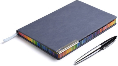 PAPERLLA BLUE UNDATED NOTEBOOK DIARY - Unique A5 Pocket Stationery Travel Journal, Monthl Pen Gift Set(Ink Color - Blue)