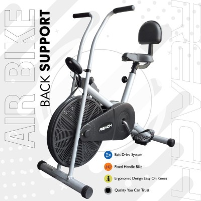 Reach AB-90BS Air Bike Exercise Fitness Cycle With Fixed Handles & Back Support For Home Upright Stationary Exercise Bike(Black)