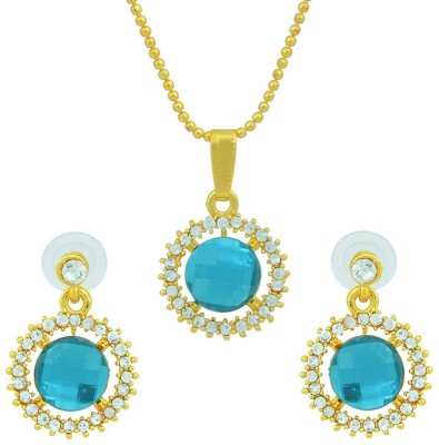 MissMister Brass Silver Gold, White, Turquoise Jewellery Set(Pack of 1)