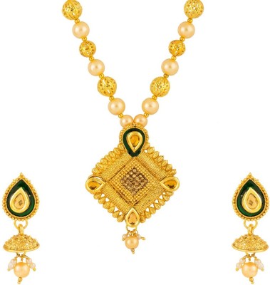MissMister Brass Gold-plated Gold, Green Jewellery Set(Pack of 1)