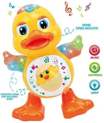 Tenmar Dancing Duck Toy for Kids with Flashing Lights, Musical & Sounds-456(Yellow)