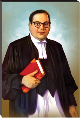 Masstone Babasaheb Ambedkar Self Adhesive 6mm MDF Panel Paintingr Digital Reprint 18 inch x 12 inch Painting(With Frame)