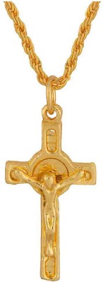 MissMister Cross and Jesus Locket Yellow Gold Brass Pendant Men and Women Gold-plated Brass Pendant