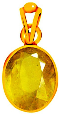 Pandit Jewellers Certified Yellow Sapphire Pukhraj 4.8 Carat or 5.25 Ratti Panchdhatu Alloy Gold Polish Guru Nuck Pendant for Men & Women Gold-plated Sapphire Copper Pendant