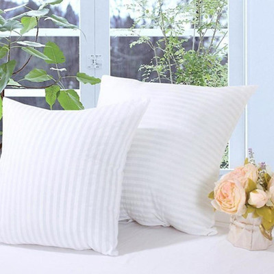 JDX Polyester Fibre Stripes Cushion Pack of 2(White)