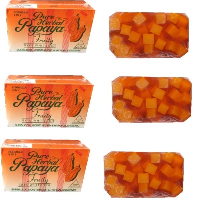 Pure Herbal Papaya Formula Soap For Skin Whitening Pack Of 3(3 x 45 g)