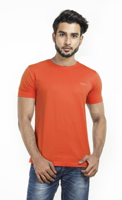 TORCS Solid Men Round Neck Reversible Orange T-Shirt