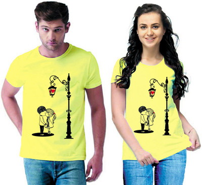 Tween Trends Printed Men Round Neck Yellow T-Shirt