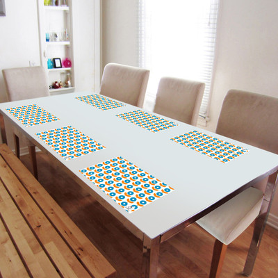 DECOTREE Rectangular Pack of 6 Table Placemat(Light Blue, PVC)