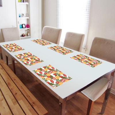 DECOTREE Rectangular Pack of 6 Table Placemat(Yellow, PVC)