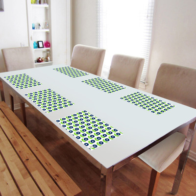 DECOTREE Rectangular Pack of 6 Table Placemat(Blue, PVC)