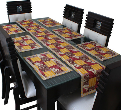 LITHARA Yellow, Maroon 213.36 cm Table Runner(Polyester)