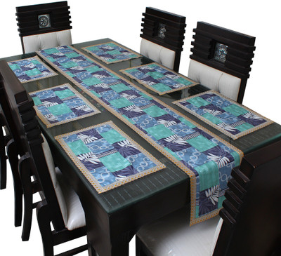 Glassiano Blue, Green 213 cm Table Runner(Polyester)