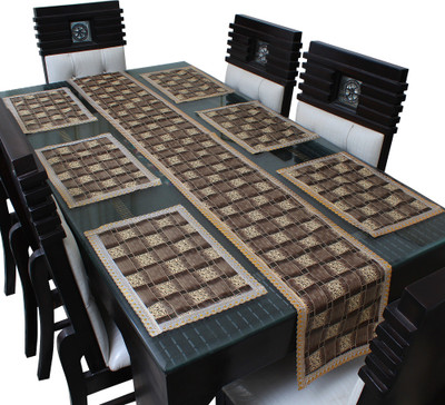Glassiano Brown, Beige 12 cm Table Runner(Polyester)