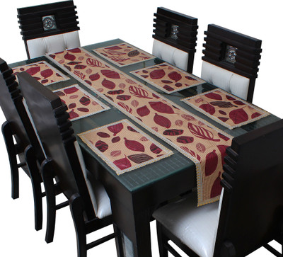 Glassiano Beige, Maroon 213 cm Table Runner(Polyester)
