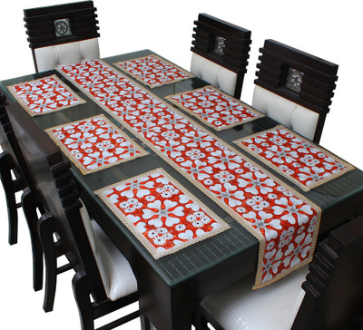 LITHARA Red, White 213.36 cm Table Runner(Polyester)