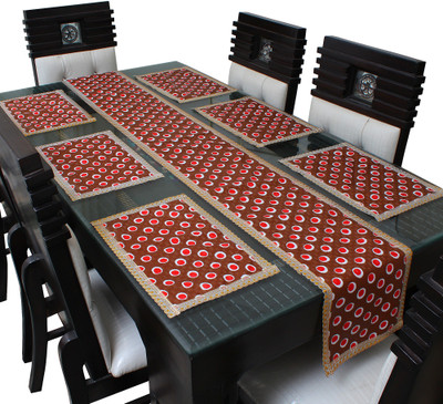LITHARA Red, Multicolor 213.36 cm Table Runner(Polyester)