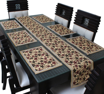 LITHARA Peach, Brown 213.36 cm Table Runner(Polyester)
