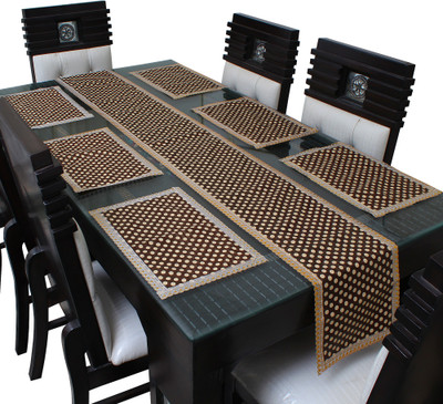 Glassiano Yellow, Black 213 cm Table Runner(Polyester)