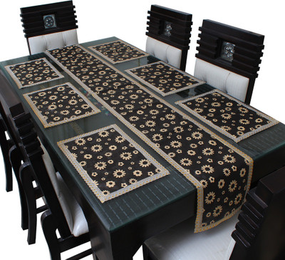 Glassiano Beige, Black 12 cm Table Runner(Polyester)