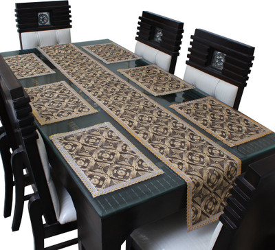 LITHARA Gold, Grey 213.36 cm Table Runner(Polyester)