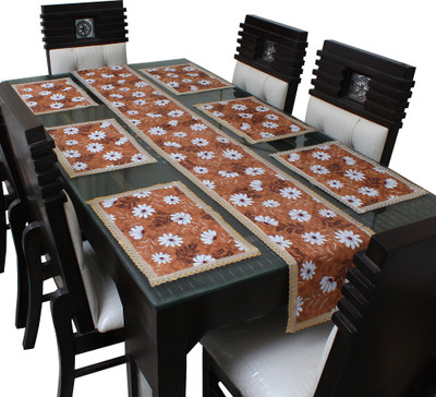 LITHARA White, Multicolor 213.36 cm Table Runner(Polyester)