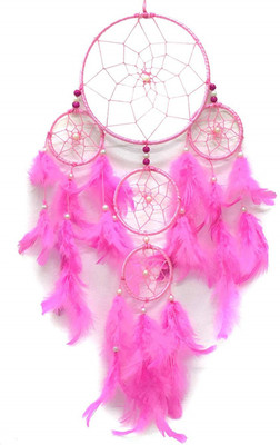 GW Creations Wall Hanging Circus Dream Catcher Feather Dream Catcher(21 inch, Pink)