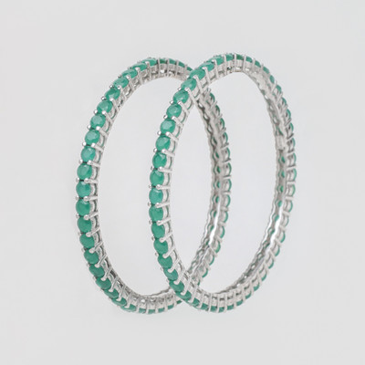 DARSHRAJ Sterling Silver Cubic Zirconia Rhodium Bangle(Pack of 2)