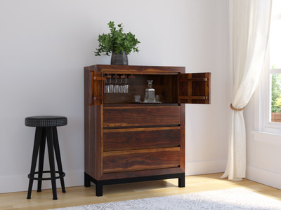 Induscraft Shimoga Solid Wood Bar Cabinet(Finish Color - Brown)