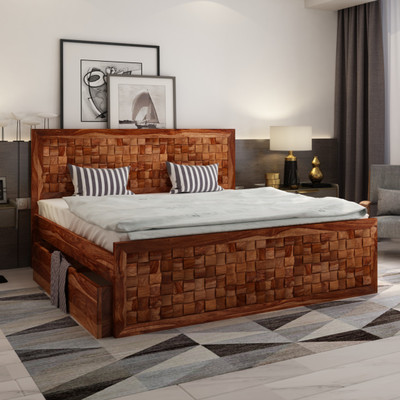 Home Edge Weave Sheesham Wood Solid Wood King Drawer Bed(Finish Color - Teak, Delivery Condition - Knock Down) Home Edge Weave Sheesham Wood Solid Wood King Drawer Bed(Finish Color - Teak, Delivery Condition - Knock Down)