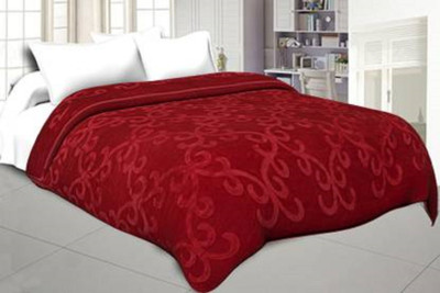 Oshano Damask Double Woollen Blanket for  Heavy Winter(Polyester, Red)