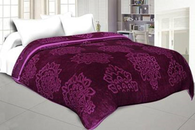 Oshano Damask Double Woollen Blanket for  Heavy Winter(Woollen Blend, wine)
