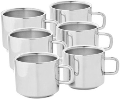 AKG Pack of 6 Stainless Steel Tea & Coffee Cup(Silver, Cup Set)