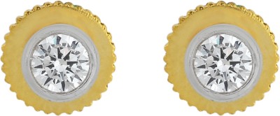 MissMister Gold plated Single Imitation Diamond solitiare Cubic Zirconia Brass Stud Earring
