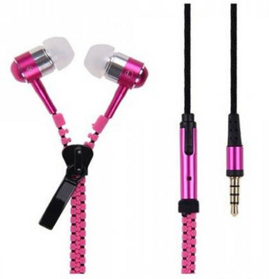 TRENTECH Zipper Z1963 Stereo Dynamic Tangle Free Handfree Wired Headset Wired Headset(Pink, Wired in the ear)
