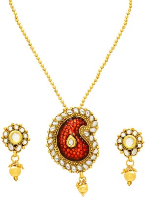 MissMister Brass Gold-plated Red, White, Gold Jewellery Set(Pack of 1)