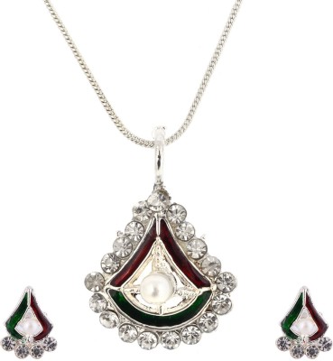 MissMister Brass Silver White, Red, Green Jewellery Set(Pack of 1)