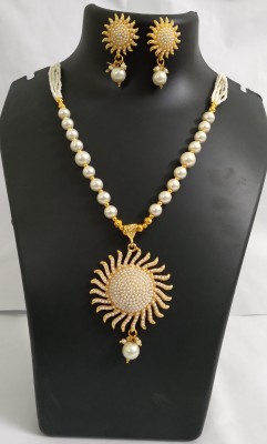 K P ENTERPRISES Gold Toned Moti Mala & Pendant Necklace Set for Women Beads Gold-plated Plated Metal Necklace Set