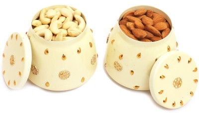 Ghasitaram Gifts Dryfruits- White Metal Almonds and Cashews Barnis(2 x 100 g)