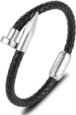 ZIVOM Leather Rhodium Bracelet