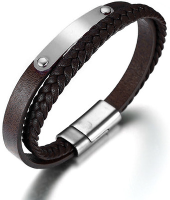 ZIVOM Leather Rhodium Bracelet