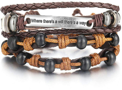 ZIVOM Leather Beads Bracelet Set(Pack of 2)
