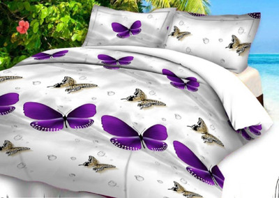 Ayushi Business Solution 180 TC Cotton King Printed Flat Bedsheet(Pack of 1, White)