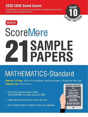 Scoremore 21 Sample Papers Cbse Boards as Per Revised Pattern for 2020 Class 10 Mathematics Standard(English, Paperback, unknown)